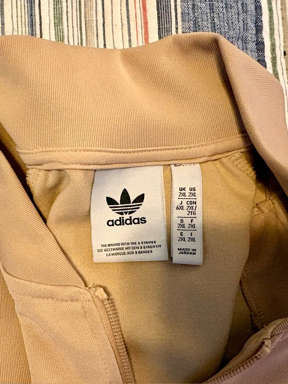 Men's New 2XL Adidas Firebird Track pants and jacket in Tan with White Stripes - Picture 3 of 6
